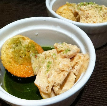 Amaretto Ice cream with Matcha orange honey