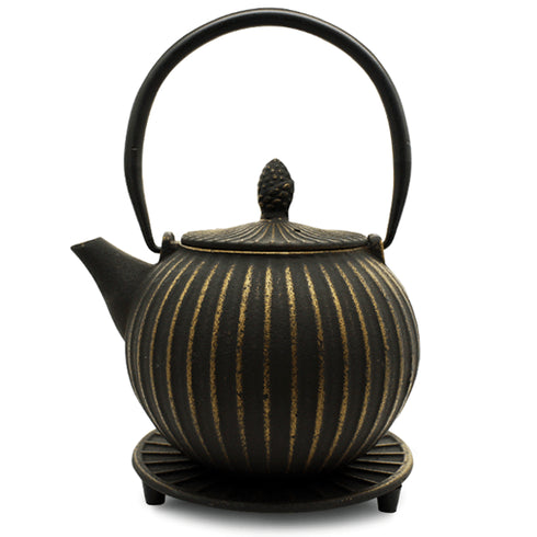 Teapot - Cast Iron - 850ml - Black & Gold