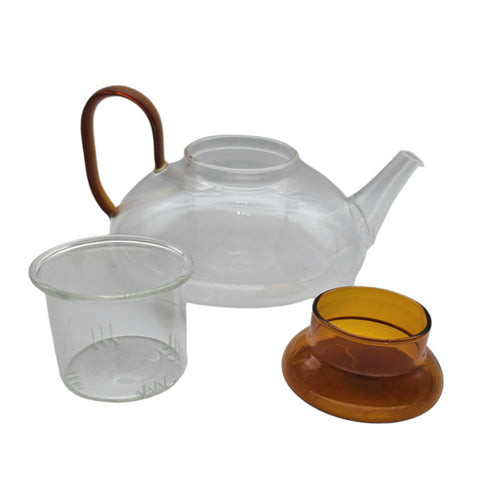 Teapot Set - Amber Glass - 600ml