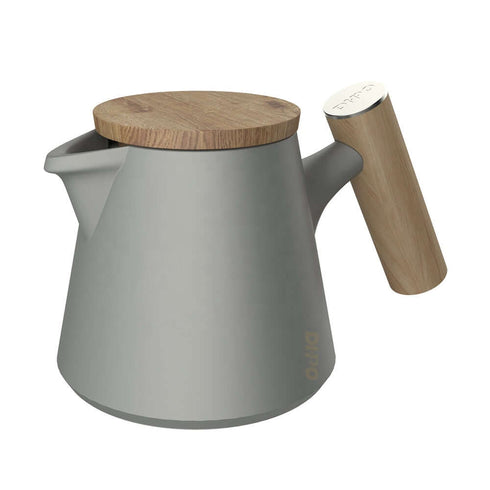 Teapot Set - Ceramic/Wood - 600ml - Grey