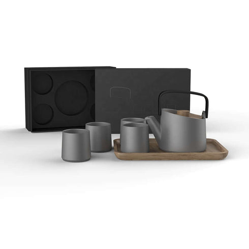 Teapot Set - Ceramic - 800ml - Grey